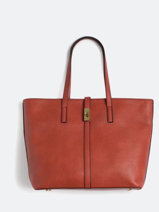 Urban Expressions Handbags - Urban Expressions Henderson Workwear Rust Leather Tote with Gold-Tone Lock